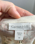 Garnet Hill 100% Merino Wool Mushroom Print Button Down Cardigan Sweater