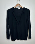 AKRIS Punto 100% Wool Black Two Layer V - Neck Sweater