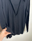 AKRIS Punto 100% Wool Black Two Layer V - Neck Sweater