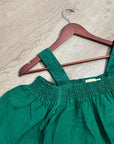 Nation LTD 100% Linen Off The Shoulder Ruched Green Tank Blouse