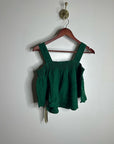 Nation LTD 100% Linen Off The Shoulder Ruched Green Tank Blouse
