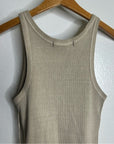 AMO 100% Cotton Ribbed Scoop Neck Tan Tank Top
