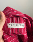 Free People 100% Cotton Hallie French Cuff Stripe Button Down Top in Red