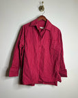 Free People 100% Cotton Hallie French Cuff Stripe Button Down Top in Red