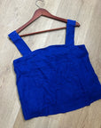 Madewell 100% Linen Curved Neck Shell Tank in Bright Sapphire Blue