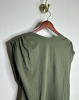 Nation LA 100% Pima Cotton Rebecca Ruched Boat Neck Tee in Olive Green