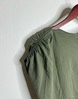 Nation LA 100% Pima Cotton Rebecca Ruched Boat Neck Tee in Olive Green