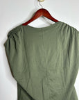Nation LA 100% Pima Cotton Rebecca Ruched Boat Neck Tee in Olive Green