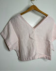 MATE The Label 100% Organic Linen Light Pink Cropped Short Sleeve Tunic Top