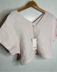 MATE The Label 100% Organic Linen Light Pink Cropped Short Sleeve Tunic Top