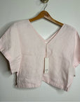 MATE The Label 100% Organic Linen Light Pink Cropped Short Sleeve Tunic Top