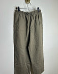 Kathy Ireland Cotton Ramie Army Green Pull on Straight Leg Drawstring Pant