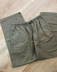 Kathy Ireland Cotton Ramie Army Green Pull on Straight Leg Drawstring Pant