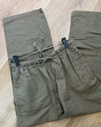 Kathy Ireland Cotton Ramie Army Green Pull on Straight Leg Drawstring Pant