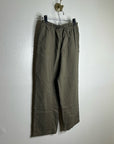 Kathy Ireland Cotton Ramie Army Green Pull on Straight Leg Drawstring Pant