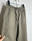 Kathy Ireland Cotton Ramie Army Green Pull on Straight Leg Drawstring Pant