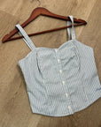 Levi's 100% Cotton Striped Button Down Corset Style Tank Top