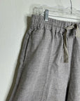 POETRY 100% Linen Neutral Textured Barrel Leg Pull On Drawstring Pant