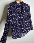 Rails 100% Silk Kate Heart Novelty Print Button Down Blouse