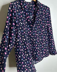 Rails 100% Silk Kate Heart Novelty Print Button Down Blouse