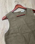 Madewell 100% Linen Loose Fit Shell Tank Top in Army Green