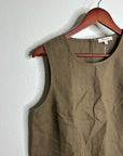 Madewell 100% Linen Loose Fit Shell Tank Top in Army Green