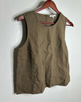Madewell 100% Linen Loose Fit Shell Tank Top in Army Green