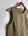 Madewell 100% Linen Loose Fit Shell Tank Top in Army Green