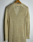 Garnet Hill 100% Linen Open Knit Long Cardigan One Button Sweater