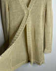 Garnet Hill 100% Linen Open Knit Long Cardigan One Button Sweater
