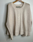 Enza Costa Alpaca Wool Textured Knit Oversized Sweater in Oatmeal Tan