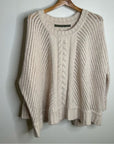 Enza Costa Alpaca Wool Textured Knit Oversized Sweater in Oatmeal Tan