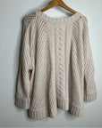 Enza Costa Alpaca Wool Textured Knit Oversized Sweater in Oatmeal Tan
