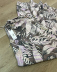 Unsubscribed 100% Silk Neutral Palm Printed Tie Waist Tiered Maxi Skirt