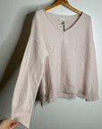 Unsubscribed 100% Cashmere V - Neck Oversized Pale Pink Sweater