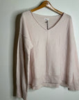Unsubscribed 100% Cashmere V - Neck Oversized Pale Pink Sweater