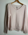 Unsubscribed 100% Cashmere V - Neck Oversized Pale Pink Sweater