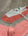 L.L. Bean 100% Cotton Thick Knit Textured Stripe Button Down Cardigan Sweater