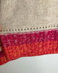 Oney Grey Day 100% Cashmere Tan Pink Crochet V - Neck Tunic Oversized Sweater