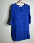 Three Dots 100% Linen Royal Blue Short Sleeve Tunic Shift Dress
