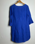 Three Dots 100% Linen Royal Blue Short Sleeve Tunic Shift Dress