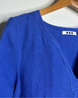 Three Dots 100% Linen Royal Blue Short Sleeve Tunic Shift Dress