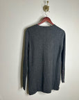 Sutton Studio 100% Cashmere Gray V - Neck Knit Tunic Sweater Button Sleeve