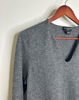Sutton Studio 100% Cashmere Gray V - Neck Knit Tunic Sweater Button Sleeve