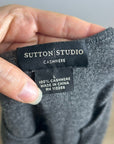 Sutton Studio 100% Cashmere Gray V - Neck Knit Tunic Sweater Button Sleeve