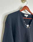 Nation LA 100% Cotton Terry Black V - Neck Silver Button Tommie Sweatshirt