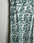 Ex Voto 100% Cotton White Green Bird Block Printed Maxi Dress