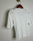 Nation LA 100% Cotton Jen Gold Button Down Puff Sleeve Top in White