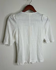 Nation LA 100% Cotton Jen Gold Button Down Puff Sleeve Top in White