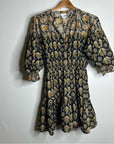 Anthropologie DRA 100% Cotton Ruched Sleeve Neutral Fit and Flare Mini Dress